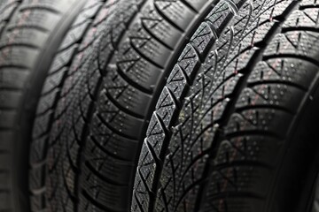 Clean car tyres spinning against dark background