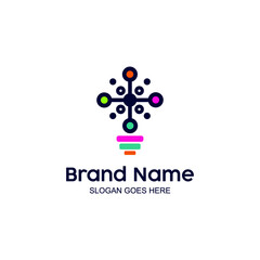 light bulb logo and technology. suitable for brain development, technology business and others. in modern colors