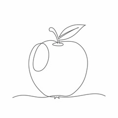Apple. One line drawing. Vector apple in line style
