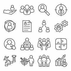 Employee line icons set on white background