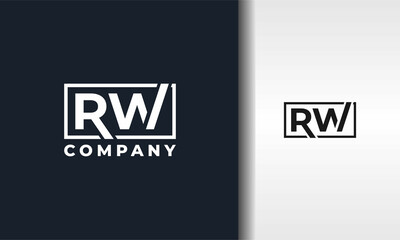letter RW square logo