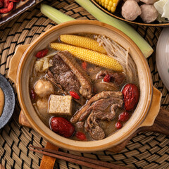 Delicious ginger duck hot pot in Taiwan.