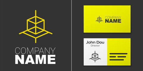 Logotype line 3d modeling icon isolated on grey background. Augmented reality or virtual reality. Logo design template element. Vector