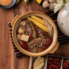 Delicious ginger duck hot pot in Taiwan.