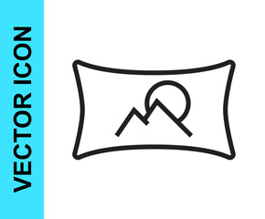 Black line Wide angle picture icon isolated on white background. Panorama view. Vector