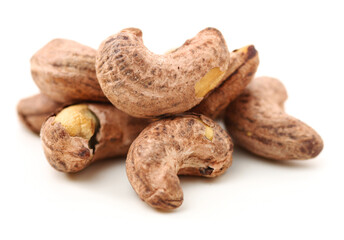 cashew nuts on white background 