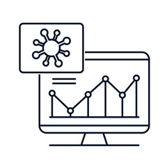 Coronavirus disease statistics. Pandemic concept. Vector icon isolated on white background. 