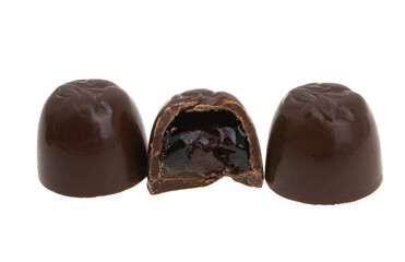 chocolate candies with cherries isolated
