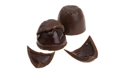 chocolate candies with cherries isolated