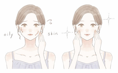 脂性肌（オイリー肌）に悩む女性のビフォーアフター