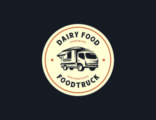 Food truck retro logo emblem