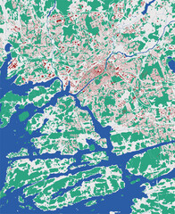 Turku map. Detailed map of Turku city administrative area. Cityscape urban panorama.
