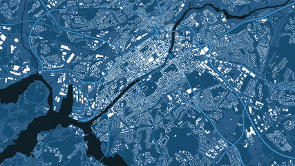 Detailed blue map poster of Turku city, linear print map. Skyline urban panorama. - obrazy, fototapety, plakaty