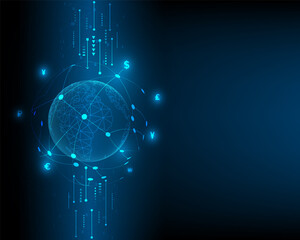 global currency exchange network technology blue abstract illustration