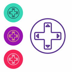 Obraz premium Set line Game controller or joystick for game console icon isolated on white background. Set icons colorful. Vector