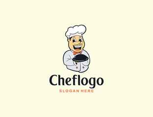 Smiling chef mascot logo template
