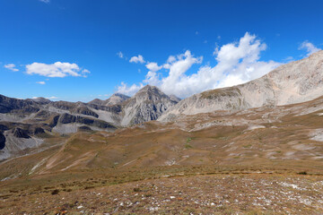 panorama of the Apennines in the Abruzzo region near the great mountain called Gran Sasso