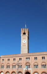 Obraz premium CivicTower with big clock in Main square of Treviso City in Italy