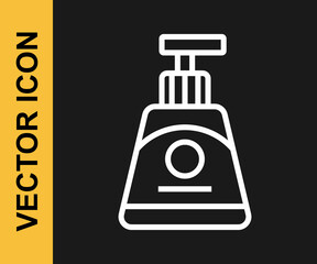 Obraz premium White line Cream or lotion cosmetic tube icon isolated on black background. Body care products for woman. Vector