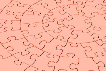 Three dimensional pattern of blank circular jigsaw puzzle