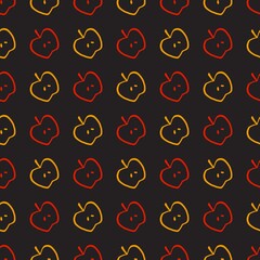 Abstract Half of Apples Fruit Vector Outline in Dark Background Color