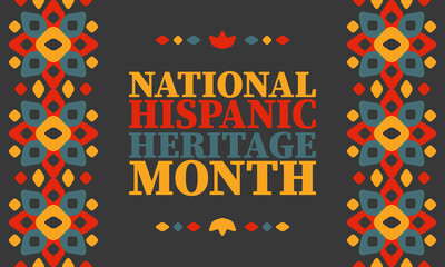 National Hispanic Heritage Month in United States. Celebrate annual in September and October. Latin American and Hispanic ethnicity culture. National fabric vector textures. Traditional festival