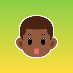 Cartoon illustration of a African American man face with short hair in a flat style ,this cute image is suitable for your colorful and flat project design elements ,can also be used for sticker
