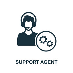 Support Agent icon. Monochrome sign from project development collection. Creative Support Agent icon illustration for web design, infographics and more