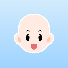 Cartoon illustration of a man face with bald hair in a flat style ,this cute image is suitable for your colorful and flat project design elements,can also be used for sticker and icon