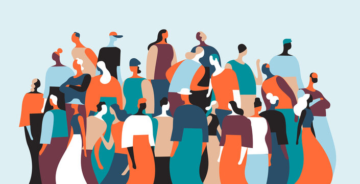 Gruppo di persone della comunit&agrave; che parlano e interagiscono tra di loro