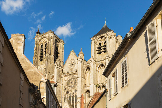 France, Cher, Bourges, Houses in front of Bourges Cathedral