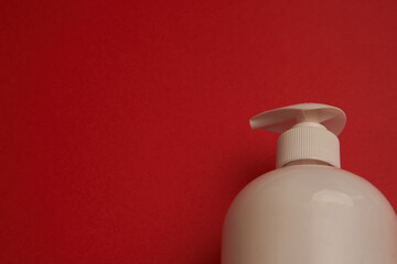 soap bath supplies hygiene body care red background