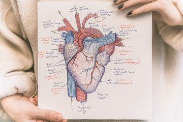 Heart. drawing diagram structure heart. 