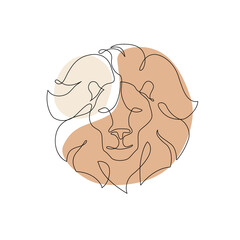 Astrological Leo zodiac sign one line drawing.
