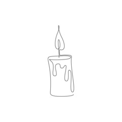 Abstract candle line drawing isolated on white background.