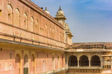 Corner towers of the Amer Fort in Jaipur, India