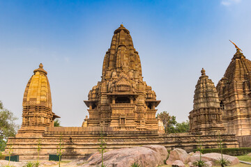 Historic monuments in the erotic temple complex of Khajuraho, India