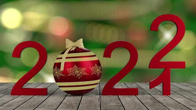 Filmato. Illustrazione 3D. Anno nuovo 2022. Capodanno 2022 in numeri. Il 2022 sostituisce il 2021..