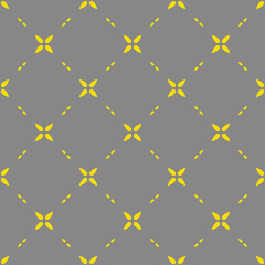 Colors of year 2021 illuminating yellow and ultimate gray abstract geometric diagonal seamless pattern. Minimalistic vector flowers on gray background. Simple vector illustration. Polka dot design