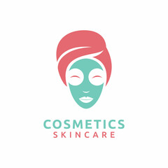 Cosmetics Skincare Facial Wash Woman Logo Design Vector