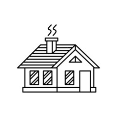 house building architecture line art vector icon