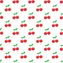 Cute cartoon style red cherries vector seamless pattern background.
