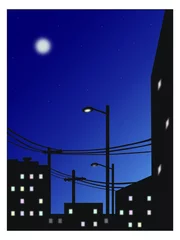 Deurstickers Donkerblauw nacht in de stad