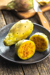 Raw prickly pears. Opuntia or indian fig cactus.