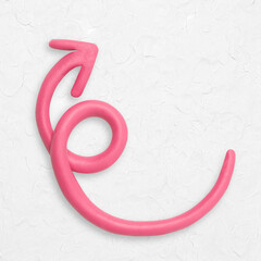 Pink arrow clay texture pointing right hand craft graphic for kids