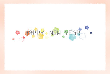 梅の花の年賀状（ヨコ）