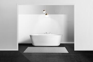 Naklejka na ściany i meble Minimal bathroom in black and white