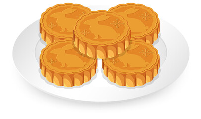 Pile of mooncakes on white plate