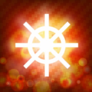 Buddhism Wheel background with Red bokeh Lights
