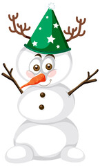 Snowman wearing Christmas hat cartoon character